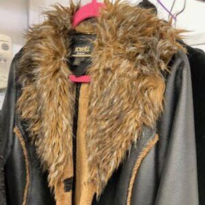 Novelti Made in Canada New Faux Leather & Shearling Jacket with Faux Fur Collar